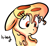 Size: 340x311 | Tagged: artist needed, safe, oc:mozzarella orgy, food pony, original species, pizza pony, pony, dialogue, female, floppy ears, food, mare, pizza, ponified, simple background, solo, suprised, white background