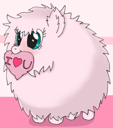 Size: 1430x1614 | Tagged: safe, artist:ewrrfb, imported from derpibooru, oc, oc only, oc:fluffle puff, earth pony, pony, blushing, cute, heart, holiday, solo, text, valentine's day