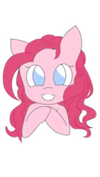 Size: 675x1200 | Tagged: safe, artist:aleuoliver, artist:aleurajan, imported from derpibooru, pinkie pie, earth pony, pony, bust, female, grin, hooves together, mare, simple background, smiling, solo, white background