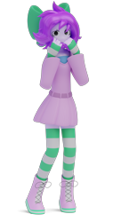 Size: 2086x4096 | Tagged: safe, artist:rainyalex5, imported from derpibooru, oc, oc only, oc:mable syrup, human, equestria girls, 3d, boots, bow, clothes, deaf, dress, girly, hiding face, humanized, platform boots, render, shoes, shy, simple background, socks, solo, striped socks, transparent background