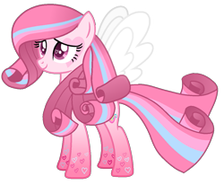 Size: 1135x934 | Tagged: safe, artist:muhammad yunus, artist:tanahgrogot, imported from derpibooru, oc, oc only, oc:annisa trihapsari, earth pony, pegasus, pony, base used, female, heart, heart eyes, heart mark, mare, not rarity, pegasus oc, pink body, pink hair, rainbow power, simple background, smiling, solo, transparent background, vector, wingding eyes