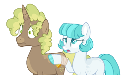 Size: 1124x684 | Tagged: safe, artist:fcrestnymph, imported from derpibooru, oc, oc only, earth pony, pony, unicorn, female, male, mare, stallion