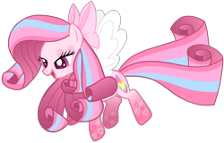 Size: 2213x1419 | Tagged: safe, artist:muhammad yunus, artist:tanahgrogot, imported from derpibooru, oc, oc only, oc:annisa trihapsari, earth pony, pegasus, pony, base used, bedroom eyes, bow, female, heart, heart eyes, heart mark, mare, medibang paint, not rarity, open mouth, pegasus oc, pink body, pink hair, rainbow power, simple background, solo, transparent background, vector, wingding eyes, wings