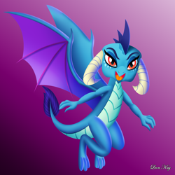 Size: 2500x2500 | Tagged: safe, artist:leonkay, imported from derpibooru, princess ember, dragon, cute, dragoness, emberbetes, female, flying, happy, looking at you, open mouth, solo