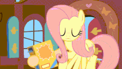 Size: 1280x720 | Tagged: safe, imported from derpibooru, screencap, fluttershy, mouse, pegasus, pony, putting your hoof down, season 2, animated, fat, female, fluttershy's cottage (interior), food, jumping, laughing, mare, stuffing, weight gain, zoom out
