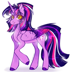 Size: 1024x1024 | Tagged: safe, artist:sadelinav, imported from derpibooru, twilight sparkle, alicorn, pony, colored wings, multicolored wings, simple background, solo, twilight sparkle (alicorn), white background, wings