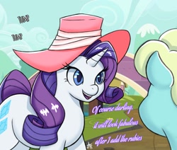 Size: 2048x1733 | Tagged: safe, artist:dorpapu, artist:jafsheep, imported from derpibooru, rarity, pony, unicorn, comic:reunion, bridge, comedy, comic, darling, dialogue, female, funny, hat, mare, open mouth, open smile, smiling