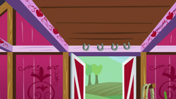 Size: 1280x720 | Tagged: safe, imported from derpibooru, screencap, hearts and hooves day (episode), applejack's barn, background, liminal space, no pony, scenic ponyville, sweet apple acres