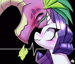 Size: 2048x1733 | Tagged: safe, artist:dorpapu, artist:jafsheep, imported from derpibooru, rarity, spike, dragon, comic:reunion, blushing, comedy, comic, cute, female, funny, male, older, older spike, shipping, sparity, straight