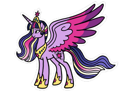 Size: 1184x897 | Tagged: safe, artist:melspyrose, imported from derpibooru, twilight sparkle, alicorn, pony, the last problem, big crown thingy, colored wings, element of magic, female, jewelry, mare, multicolored hair, multicolored wings, older, older twilight, princess twilight 2.0, regalia, series finale, simple background, solo, transparent background, twilight sparkle (alicorn), vector, wings