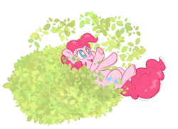 Size: 3302x2399 | Tagged: safe, artist:fluffyxai, imported from derpibooru, pinkie pie, earth pony, pony, cute, diapinkes, female, having fun, leaves, lying down, mare, on back, playing, smiling, solo, starry eyes, underhoof, wingding eyes