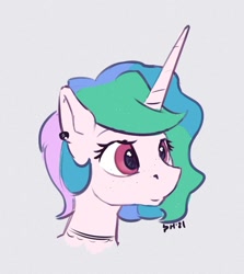 Size: 860x963 | Tagged: safe, artist:drafthoof, imported from derpibooru, princess celestia, pony, alternate hairstyle, bust, cute, cutelestia, head, portrait, short mane, simple background, solo