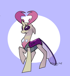 Size: 640x696 | Tagged: safe, alternate version, artist:blackdog-stuff, artist:opossum-stuff, imported from derpibooru, thorax, changedling, changeling, abstract background, cute, cuteling, king thorax, male, purple changeling, solo