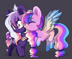 Size: 1280x1050 | Tagged: safe, artist:cloud-fly, imported from derpibooru, oc, oc only, oc:rising harmony, alicorn, earth pony, pony, chibi, female, mare, nuzzling