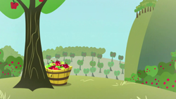 Size: 1280x720 | Tagged: safe, imported from derpibooru, screencap, hearts and hooves day (episode), apple, apple tree, background, no pony, scenic ponyville, sweet apple acres, tree