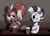 Size: 3446x2486 | Tagged: safe, artist:arume_lux, artist:luxsimx, imported from derpibooru, oc, oc:efflorescence, oc:kona, pony, zebra, coffee, food, makeup, talking, tea, zebra oc