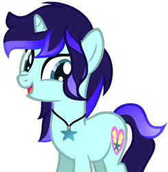 Size: 752x768 | Tagged: safe, artist:aquabright0219, imported from derpibooru, oc, oc only, oc:aqua bright, pony, unicorn, female, horn, jewelry, mare, necklace, open mouth, simple background, smiling, solo, transparent background, unicorn oc