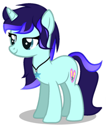 Size: 824x970 | Tagged: safe, artist:aquabright0219, imported from derpibooru, oc, oc only, oc:aqua bright, pony, unicorn, female, horn, jewelry, mare, necklace, simple background, smiling, solo, transparent background, unicorn oc