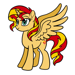 Size: 2048x2059 | Tagged: safe, artist:melspyrose, imported from derpibooru, sunset shimmer, alicorn, pony, equestria girls, alicornified, female, mare, race swap, shimmercorn, simple background, solo, transparent background, vector