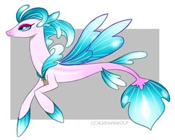Size: 1110x890 | Tagged: safe, artist:kasara-designs, imported from derpibooru, oc, oc only, seapony (g4), blue eyes, colored pupils, commission, dorsal fin, fin wings, fins, fish tail, flowing mane, flowing tail, glow, glowing, jewelry, necklace, seashell, shell, simple background, smiling, solo, tail, white background, wings
