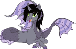 Size: 7625x5000 | Tagged: safe, artist:aureai-sketches, artist:lightningbolt, imported from derpibooru, pony, siren, cloven hooves, collaboration, commission, crossed hooves, curved horn, fangs, fins, fish tail, happy, horn, kellin quinn, looking at you, lying down, open mouth, ponified, prone, scales, vector