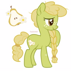 Size: 2600x2600 | Tagged: safe, artist:kazeronda, imported from derpibooru, oc, oc only, earth pony, pony, cutie mark, food, pear, solo