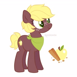 Size: 3200x3200 | Tagged: safe, artist:kazeronda, imported from derpibooru, oc, oc only, earth pony, pony, apple, food, solo