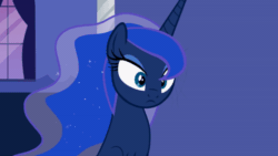 Size: 520x293 | Tagged: safe, artist:forgalorga, imported from ponybooru, princess luna, alicorn, pony, animated, bored, cracked wall, facewall, female, horn, mare, thousand yard stare