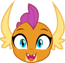 Size: 128x125 | Tagged: safe, imported from ponybooru, screencap, smolder, dragon, emoji, happy, happy smolder, head, head only, looking at you, open mouth, solo, vector