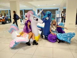 Size: 1600x1200 | Tagged: safe, imported from derpibooru, princess celestia, princess luna, human, irl, irl human, photo, uk ponycon, uk ponycon 2019, united kingdom