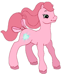 Size: 271x329 | Tagged: safe, artist:muhammad yunus, artist:tanahgrogot, imported from derpibooru, earth pony, pony, aelita schaeffer, base used, bow, code lyoko, crossover, g2, green eyes, pink body, pink hair, ponified, simple background, solo, tail bow, transparent background