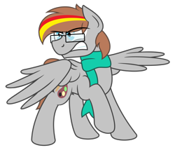 Size: 3500x3000 | Tagged: safe, artist:besttubahorse, imported from derpibooru, oc, oc only, oc:artic brush, pegasus, angry, broken glasses, clothes, glasses, scarf, scowl, simple background, transparent background, vector