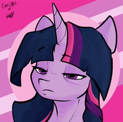 Size: 4096x4055 | Tagged: safe, artist:greyscaleart, imported from derpibooru, twilight sparkle, alicorn, pony, absurd resolution, bust, female, lidded eyes, mare, solo, twilight is not amused, twilight sparkle (alicorn), twilight sparkle is not amused, unamused