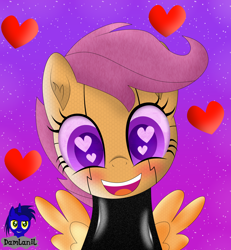 Size: 3840x4154 | Tagged: safe, alternate version, artist:damlanil, imported from derpibooru, scootaloo, android, pegasus, pony, robot, robot pony, blushing, catsuit, clothes, cute, cutealoo, female, filly, happy, heart, heart eyes, latex, latex suit, looking at you, mare, open mouth, rubber, scootabot, shine, shiny, simple background, smiling, spy, suit, vector, weapons-grade cute, wingding eyes, wings