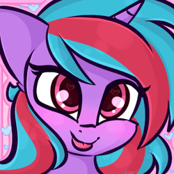 Size: 500x500 | Tagged: safe, artist:ashee, imported from derpibooru, oc, oc only, oc:cosmic spark, pony, unicorn, comments locked down, cute, female, icon, mare, ocbetes, solo, tongue out