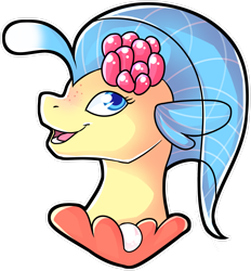 Size: 2359x2543 | Tagged: safe, artist:polyhexian, imported from derpibooru, princess skystar, seapony (g4), my little pony: the movie, blue eyes, blue mane, female, flower, flower in hair, freckles, jewelry, necklace, open mouth, pearl, pearl necklace, simple background, smiling, solo, transparent background