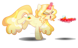 Size: 1280x798 | Tagged: safe, artist:reptaurdrawsmlp, artist:tired-horse-studios, imported from derpibooru, oc, oc only, oc:cinnamon shine, pony, unicorn, deviantart watermark, female, magic, mare, obtrusive watermark, simple background, solo, transparent background, watermark