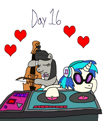 Size: 2198x2500 | Tagged: safe, artist:ktd1993, imported from derpibooru, dj pon-3, octavia melody, vinyl scratch, 16, holiday, valentine's day