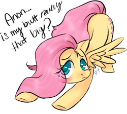 Size: 1504x1356 | Tagged: safe, artist:1eg, imported from derpibooru, fluttershy, pegasus, pony, blushing, dialogue, face down ass up, female, head turned, implied anon, looking at you, mare, simple background, solo, spread wings, stretching, talking to viewer, transparent background, turned head, wings