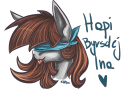 Size: 1350x1016 | Tagged: safe, artist:tu-kierownik, imported from derpibooru, oc, oc:inlaru, pegasus, pony, bandana, bust, happy, happy birthday, pegasus oc, portrait, present, tongue out, wings