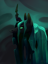 Size: 800x1057 | Tagged: safe, artist:tu-kierownik, imported from derpibooru, queen chrysalis, changeling, changeling queen, bust, chrystalis, female, portrait, solo