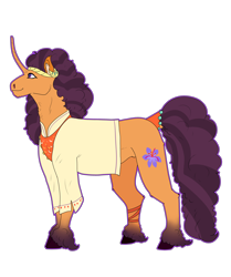 Size: 3600x4300 | Tagged: safe, artist:sashakruchkinatv, imported from derpibooru, saffron masala, pony, unicorn, curved horn, female, horn, mare, profile, redesign, simple background, smiling, solo, transparent background, unshorn fetlocks