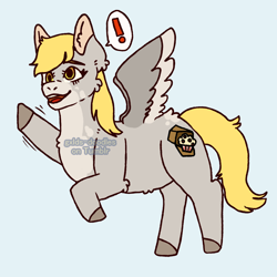 Size: 1280x1280 | Tagged: safe, artist:gxlds-doodles, imported from derpibooru, derpy hooves, pegasus, pony, eyes open, open mouth, solo, speech bubble, wings