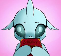 Size: 1024x934 | Tagged: safe, artist:aer0 zer0, imported from ponybooru, ocellus, changedling, changeling, blushing, book, ears, explicit description, fanfic in the description, female, floppy ears, holding, looking at you, shy, solo