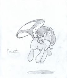 Size: 1270x1473 | Tagged: safe, artist:star, imported from ponybooru, oc, oc only, oc:foxtrot, earth pony, pony, female, grayscale, mare, monochrome, open mouth, simple background, solo, tailcopter, traditional art, white background