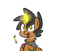 Size: 250x218 | Tagged: safe, artist:star, imported from ponybooru, oc, oc only, oc:star, pony, unicorn, bandaid, clothes, hoodie, horn, looking at you, magic, male, open mouth, picture for breezies, simple background, solo, stallion, telekinesis, white background