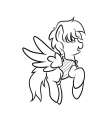 Size: 109x125 | Tagged: safe, artist:star, imported from ponybooru, oc, oc only, pegasus, pony, black and white, clothes, flying, grayscale, hair over eyes, monochrome, picture for breezies, simple background, solo, spread wings, vest, white background, wings