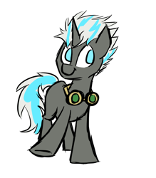 Size: 700x800 | Tagged: safe, artist:star, imported from ponybooru, oc, oc only, oc:ferric forge, pony, unicorn, goggles, horn, male, simple background, solo, stallion, white background