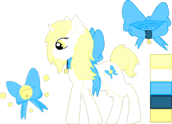 Size: 720x521 | Tagged: safe, artist:kurofa, imported from derpibooru, oc, oc only, oc:bowbell, pony, unicorn, bow, cutie mark, horn, jingle bells, looking down, reference sheet, solo, unicorn oc