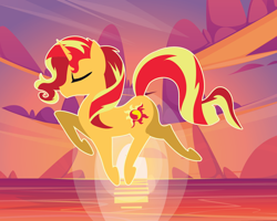 Size: 1500x1200 | Tagged: safe, artist:samoht-lion, imported from derpibooru, sunset shimmer, pony, unicorn, equestria girls, female, mare, minimalist, modern art, sunset